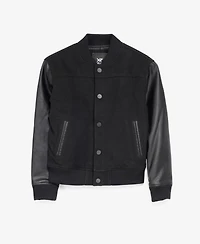 Xray Boy's Wool Varsity Bomber Jacket With Grainy Pu Sleeves