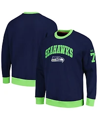 Men's Tommy Hilfiger College Navy, Neon Green Seattle Seahawks Reese Raglan Tri-Blend Pullover Sweatshirt