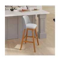 Jada Upholstered Mid-Back Stools With Nailhead Accent Trim & Wood Frames