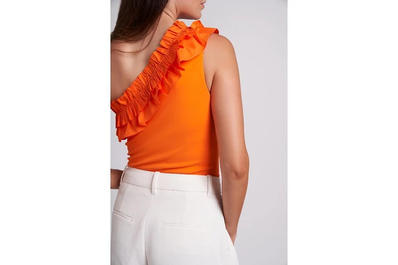 Caldwell Collection Women's Robin One Shoulder Bodysuit with Ruffle