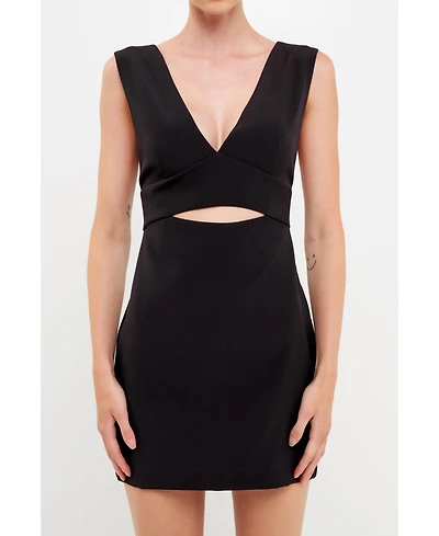 Women's V-neckline Cut-out Detail Mini Dress
