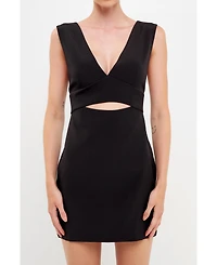 Women's V-neckline Cut-out Detail Mini Dress