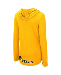 Women's Colosseum Gold Iowa Hawkeyes My Lover Lightweight Hooded Long Sleeve T-shirt