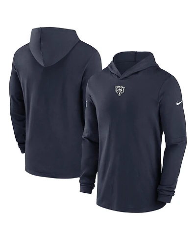 Men's Nike Navy Chicago Bears Sideline Performance Long Sleeve Hoodie T-shirt