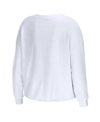 Women's Wear by Erin Andrews White Michigan State Spartans Diamond Long Sleeve Cropped T-shirt