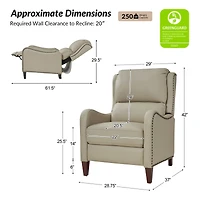 Leather Pushback Recliner chair with Adjustable Backrest for Livingroom