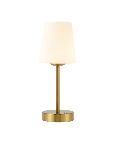 Jonathan Y Carson 12.75" Bohemian Farmhouse Iron Rechargeable Integrated Portable Led Table Lamp, Oil Rubbed Bronze/White
