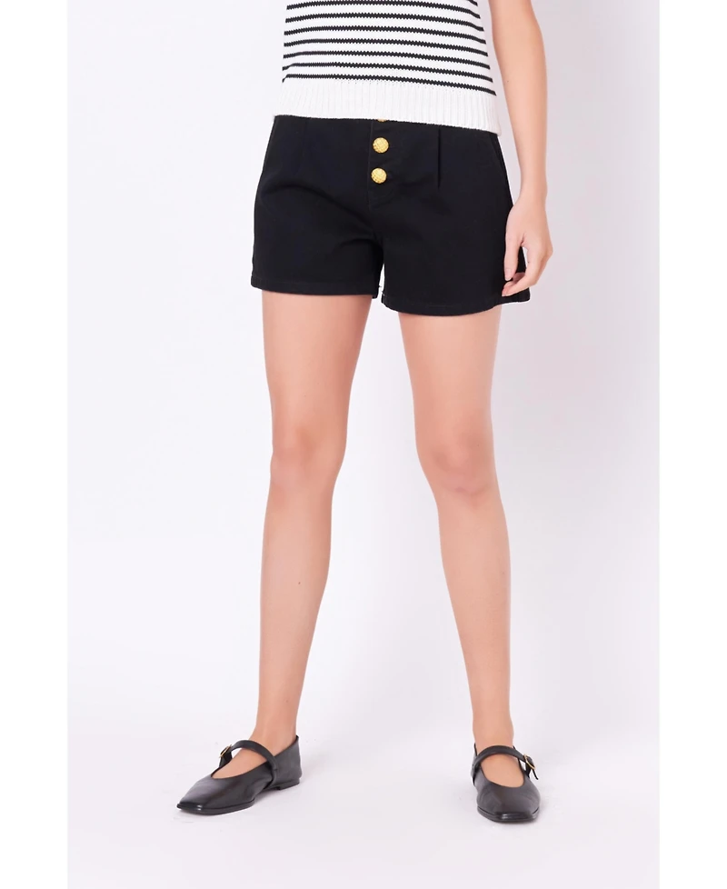 Women's Buttoned Denim Shorts