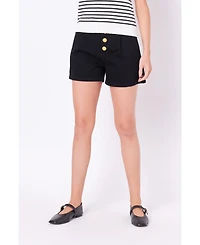 Women's Buttoned Denim Shorts