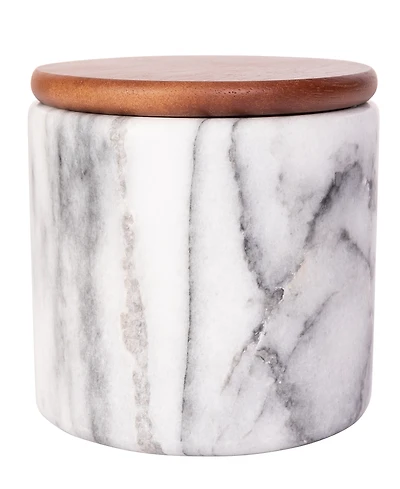 Artifacts Trading Company Marble Storage Canister with Sealed Wood Top, 5" x 4"