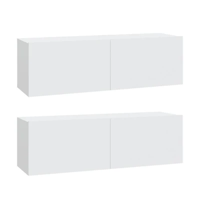 Wall Tv Stands 2 Pcs White 39.4"x11.8"x11.8" Engineered Wood