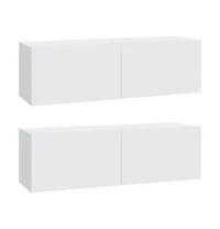 Wall Tv Stands 2 Pcs White 39.4"x11.8"x11.8" Engineered Wood