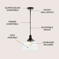 Schoolhouse Bohemian Farmhouse Iron/Glass Led Pendant