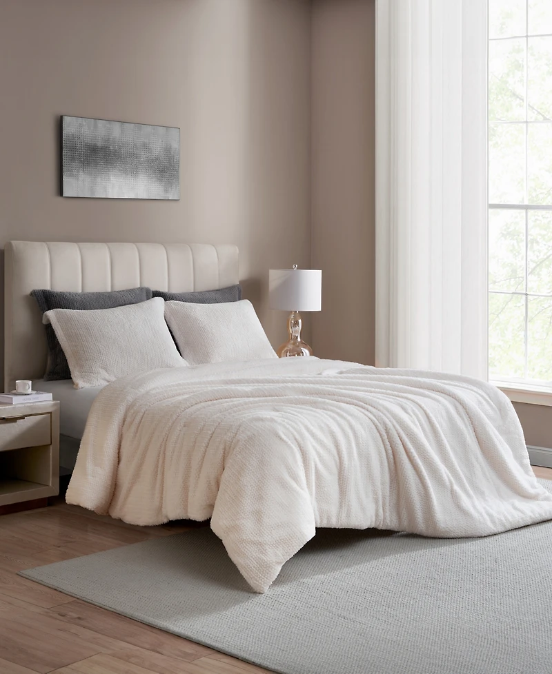 Royal Luxe Faux Fur to Mink Reversible 3 Piece Comforter Set, Full/Queen