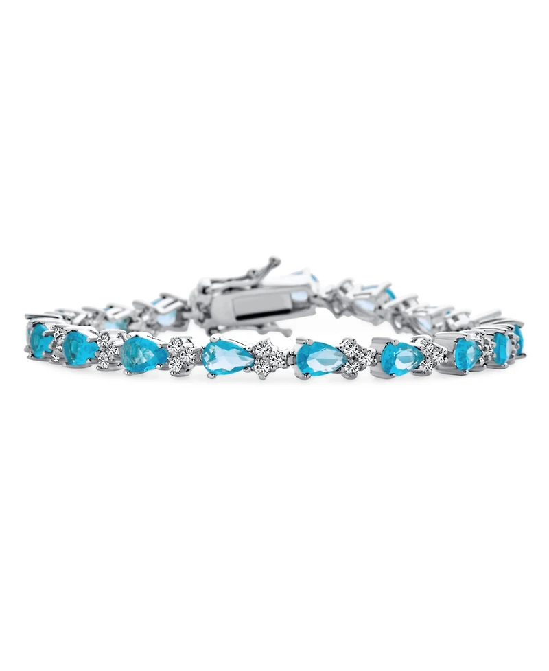 Bling Jewelry Jewelry Alternating Cubic Zirconia Pear Shape Cz 15 Ct Sea Blue Tennis Bracelet Teardrop 7 Inch
