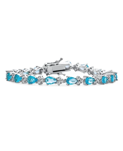 Bling Jewelry Jewelry Alternating Cubic Zirconia Pear Shape Cz 15 Ct Sea Blue Tennis Bracelet Teardrop 7 Inch