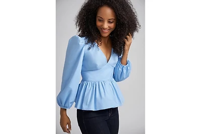 Olivia Balloon Sleeve Blouse-sky