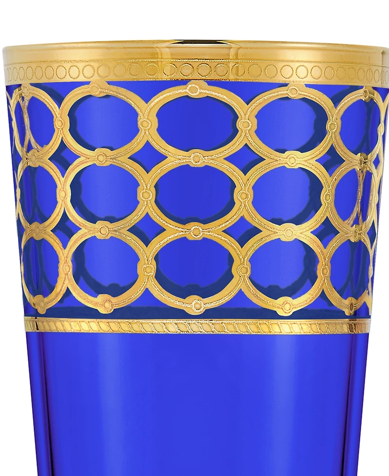 Lorren Home Trends Cobalt Blue High Ball with Gold-Tone Rings, Set of 4