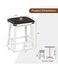 24'' Dining Bar Stool Set of 2 Counter Height Padded Seat Wood Frame Kitchen