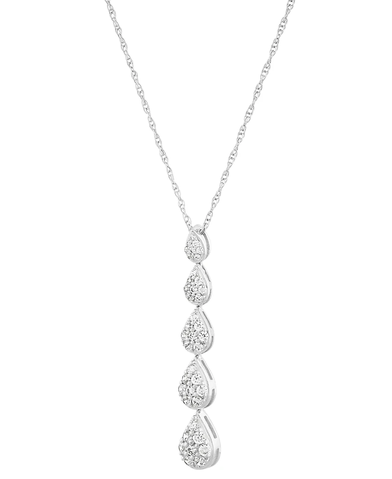 Forever Grown Diamonds Lab Grown Diamond Graduated Pear Cluster Pendant Necklace (1/2 ct. t.w.) in Sterling Silver, 16" + 2" extender