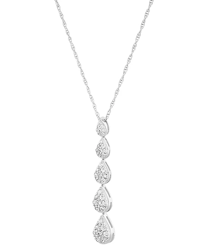 Forever Grown Diamonds Lab Grown Diamond Graduated Pear Cluster Pendant Necklace (1/2 ct. t.w.) in Sterling Silver, 16" + 2" extender