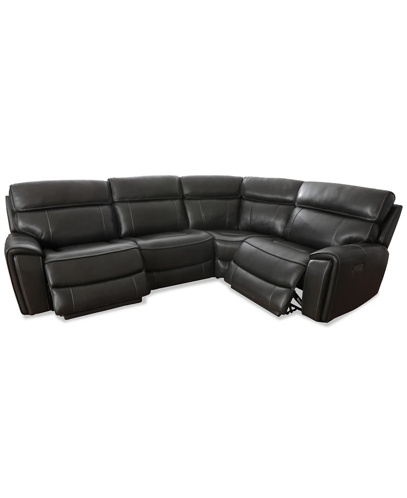 Closeout! Hutchenson 119.5" 4-Pc. Zero Gravity Leather Sectional with 2 Power Recliners, Created for Macy's