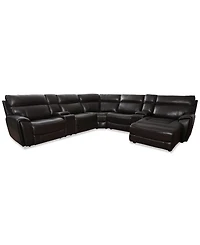 Closeout! Hutchenson 132.5" 7-Pc. Zero Gravity Leather Sectional with 2 Power Recliners, Chaise and 2 Consoles, Created for Macy's