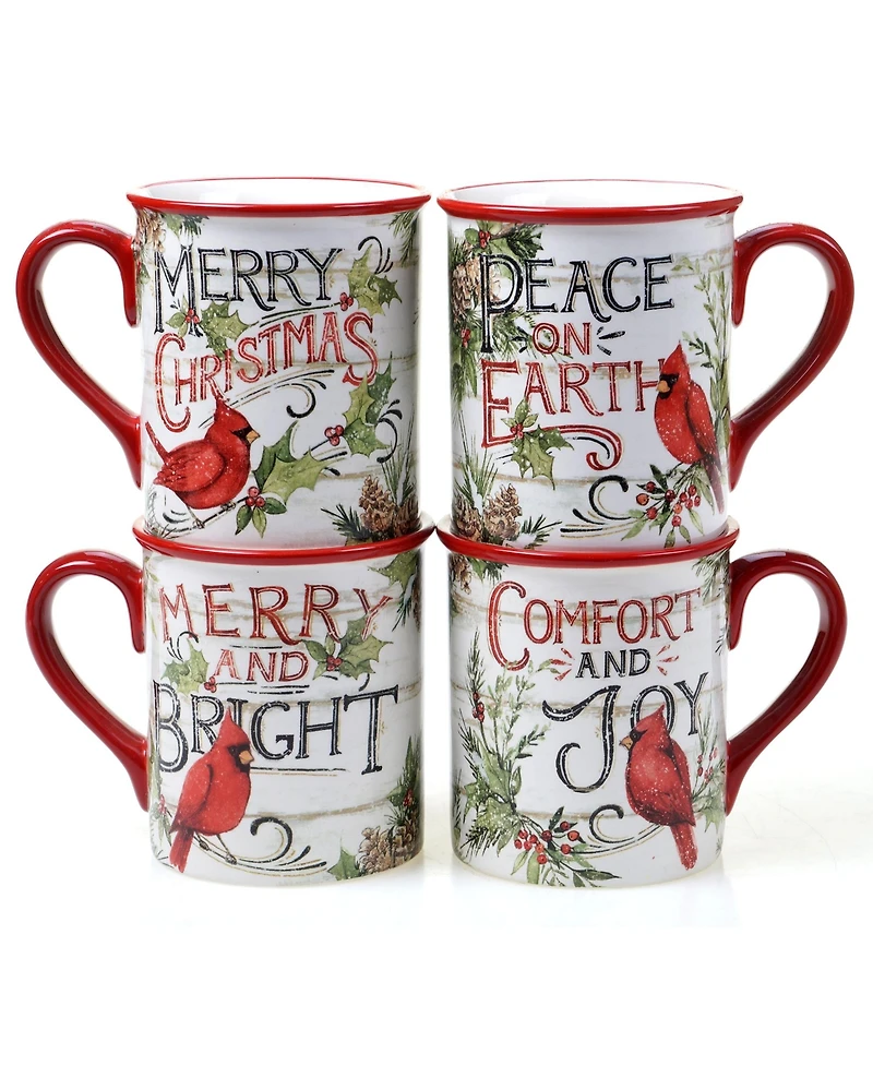 Certified International Evergreen Christmas 4 Piece Mug