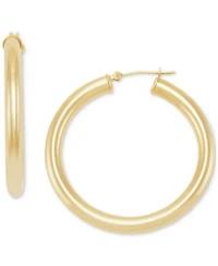 Macys Polished Tube Hoop Earrings In Yellow Gold Collection