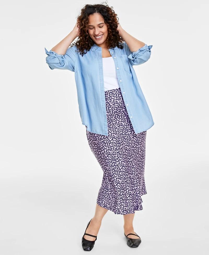 On 34th Plus Size Chambray Shirt, Created for Macy's