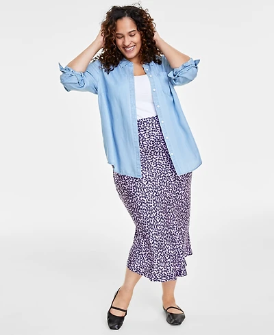 On 34th Plus Size Chambray Shirt, Created for Macy's