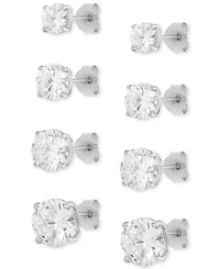 Giani Bernini 4-Pc. Set Cubic Zirconia Graduated Solitaire Stud Earrings in Sterling Silver, Created for Macy's