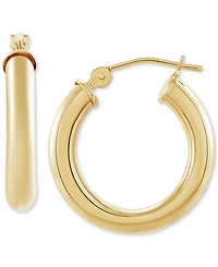 Polished Thin Tube Hoop Earrings (3mm) 14k Gold (18mm)