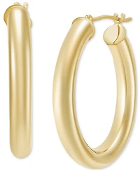 Polished Tube Hoop Earrings in 14k Gold (25mm)