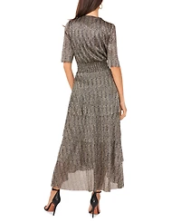 Vince Camuto Women's Metallic Print Tiered Midi Dress
