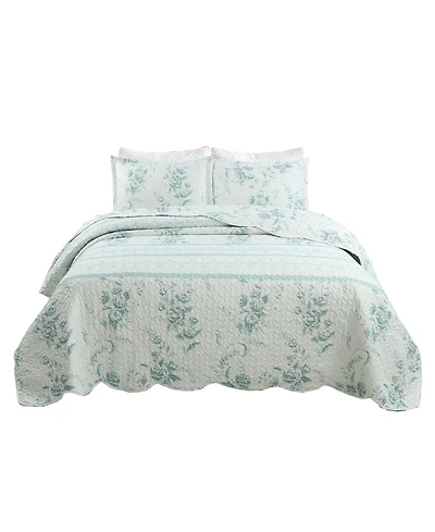 MarCielo 3 Pcs Quilt Set Lightweight Bedspread Set C78 - Queen