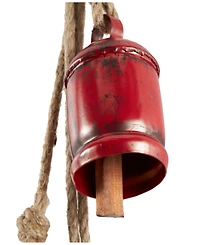 Rosemary Lane Metal Tibetan Inspired Decorative Cow Bell with Jute Hanging Rope, 4" x 3" x 29"