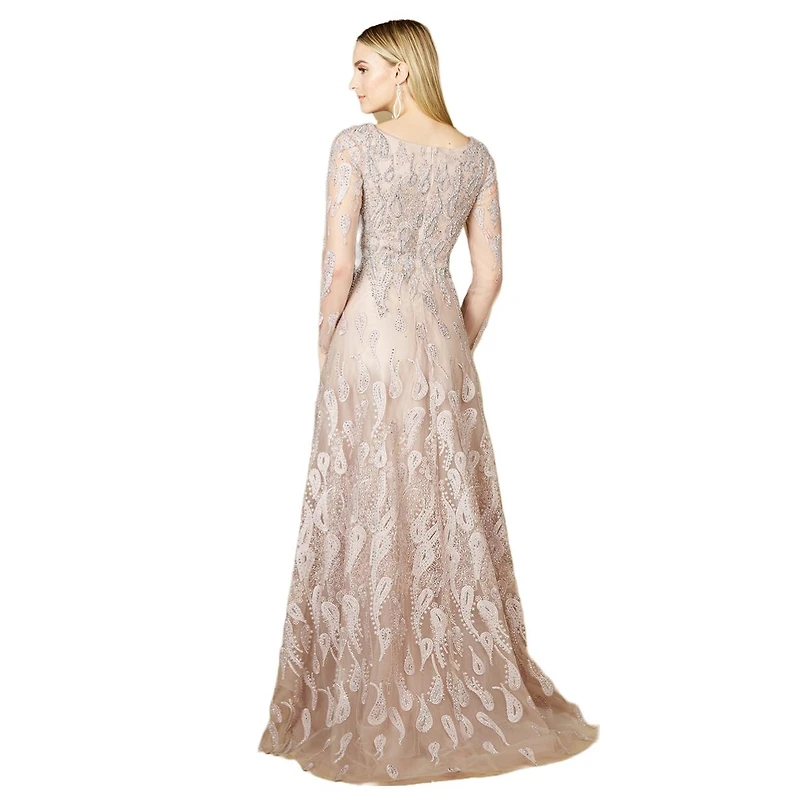 Lara Women's Long Sleeve V-Neck Ballgown