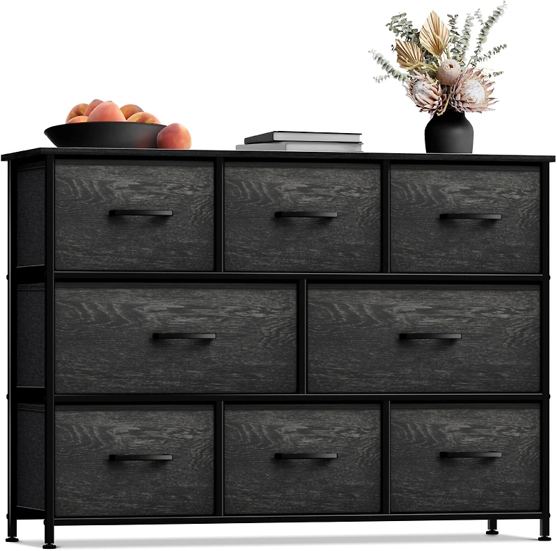 Sorbus 8 Drawers Wide Dresser - Organizer Unit with Steel Frame Wood Top and handle, Fabric Bins Amazing for household decluttering