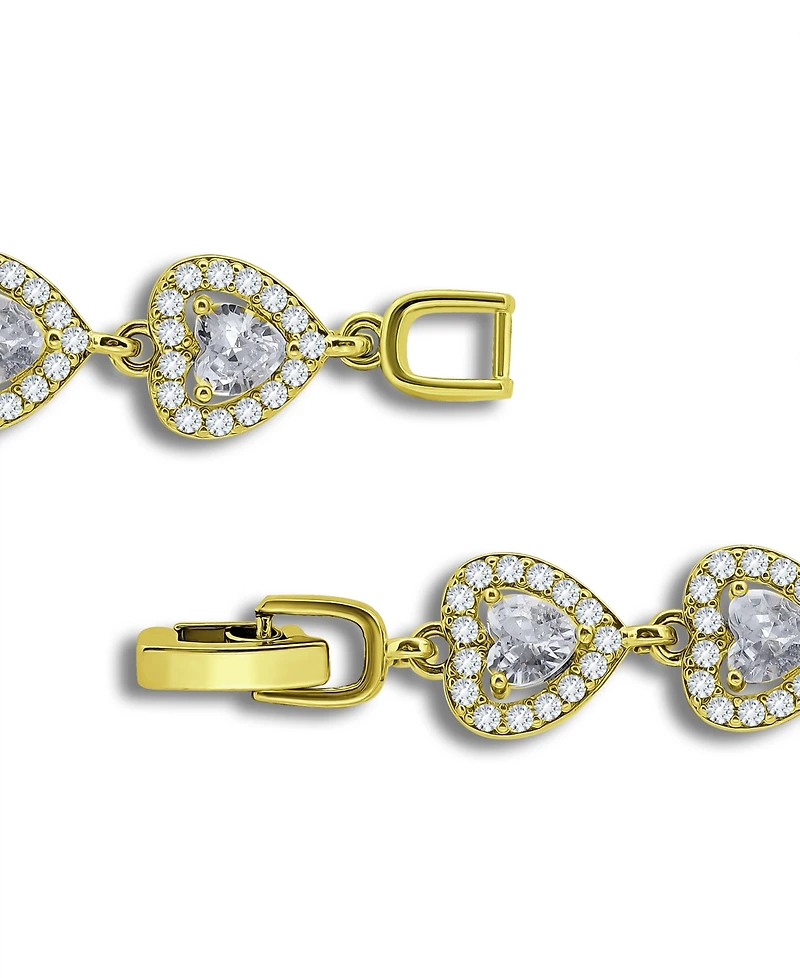 Macy's Cubic Zirconia Heart Halo Link Bracelet