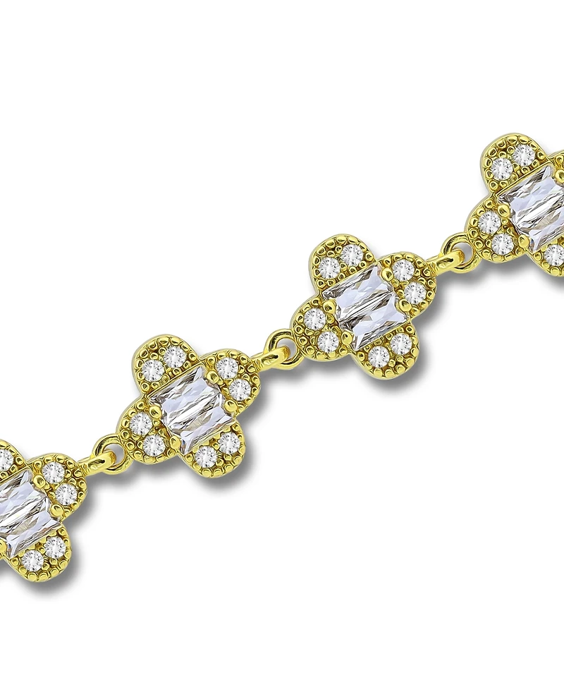Macy's Cubic Zirconia Baguette Stones Design Pattern Link Bracelet
