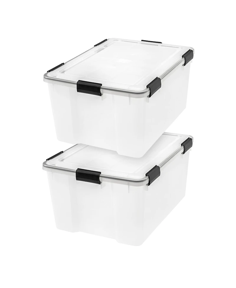 Iris Usa 62 Qt. Plastic Storage Bins with Sealed Lids, Clear Gasket Box, Airtight Containers 2Pk