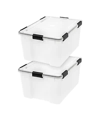 Iris Usa 62 Qt. Plastic Storage Bins with Sealed Lids, Clear Gasket Box, Airtight Containers 2Pk
