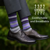 Alpine Swiss Men's Dress Socks 6 Pair Crew Sock Cotton for Men Solid Ribbed Argyle Pattern Multicolor Fun Designs