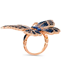 Le Vian Chocolate & Vanilla Diamonds (1-1/5 ct. t.w.) & Multi-Gemstone (3-1/3 ct. t.w.) Butterfly Ring in 14k Rose Gold