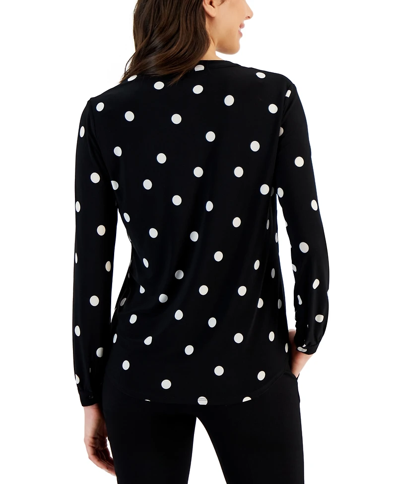 Anne Klein Women's Split-Neck Pearl-Dot Top