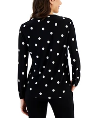 Anne Klein Women's Split-Neck Pearl-Dot Top