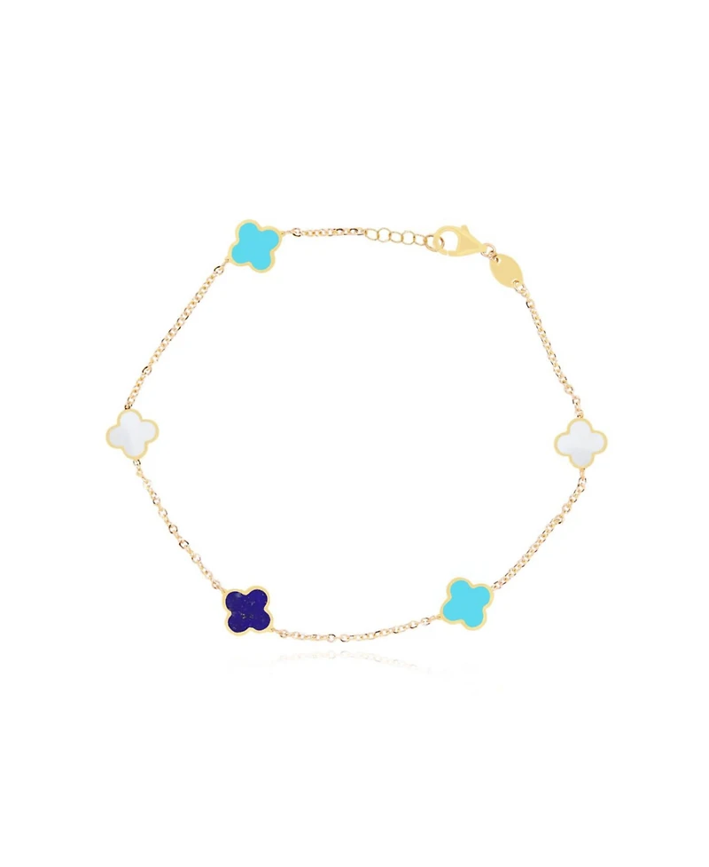 The Lovery Mini Blue Mixed Clover Bracelet 14K Gold