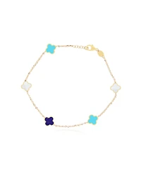 The Lovery Mini Blue Mixed Clover Bracelet 14K Gold
