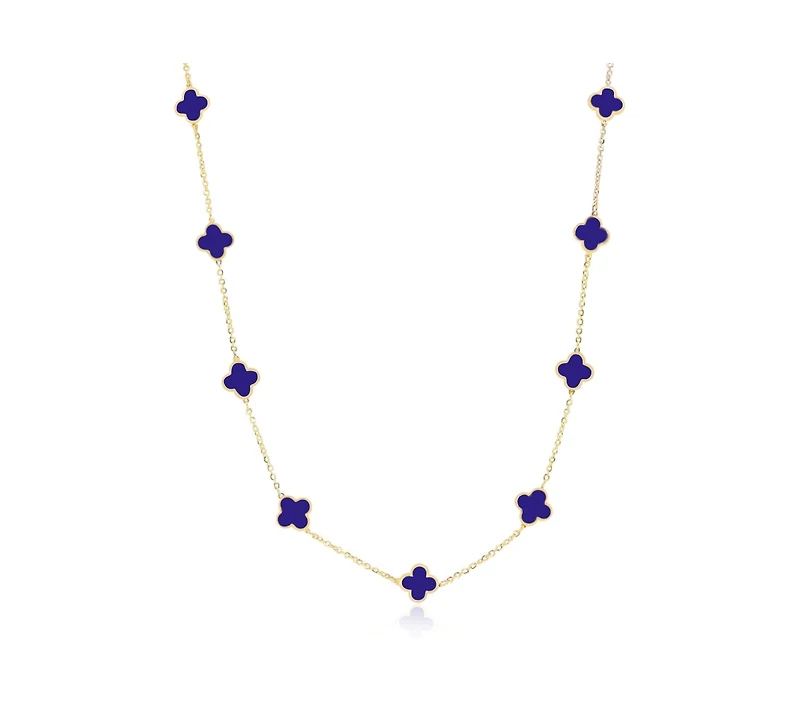 The Lovery Mini Lapis Clover Necklace 14K Yellow Gold